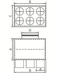 Distribuitor ventilatie liniar izolat 6xDN75 160mm KMF